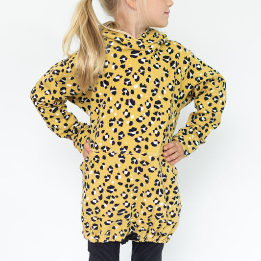 Yellow Cheetah Print Sweatshirt Tunic Length