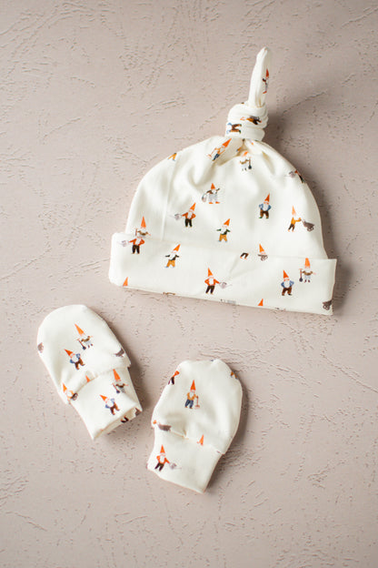 Gnome Baby Knotted Gown and Hat Set