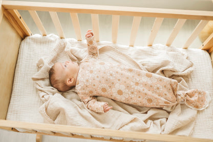 Organic Newborn Knotted Gown & Hat Set | Handmade in USA | OEKO-TEX Baby Clothing | Flower Print