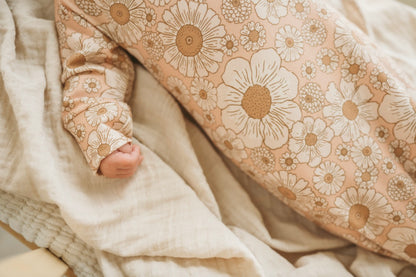 Organic Newborn Knotted Gown & Hat Set | Handmade in USA | OEKO-TEX Baby Clothing | Flower Print