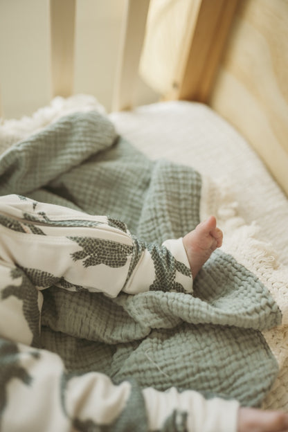 Organic Baby Zip Romper | Long Sleeve One Piece | Handmade in USA | Crocodile Print