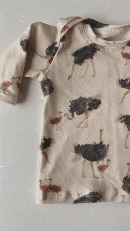 Ostrich Baby Outfit Set Pants Shirt Hat and Mittens